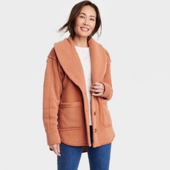 Knox Rose™ Roasted Brown Women's Fleece Shawl Collar Jacket - Picture 1 of 1